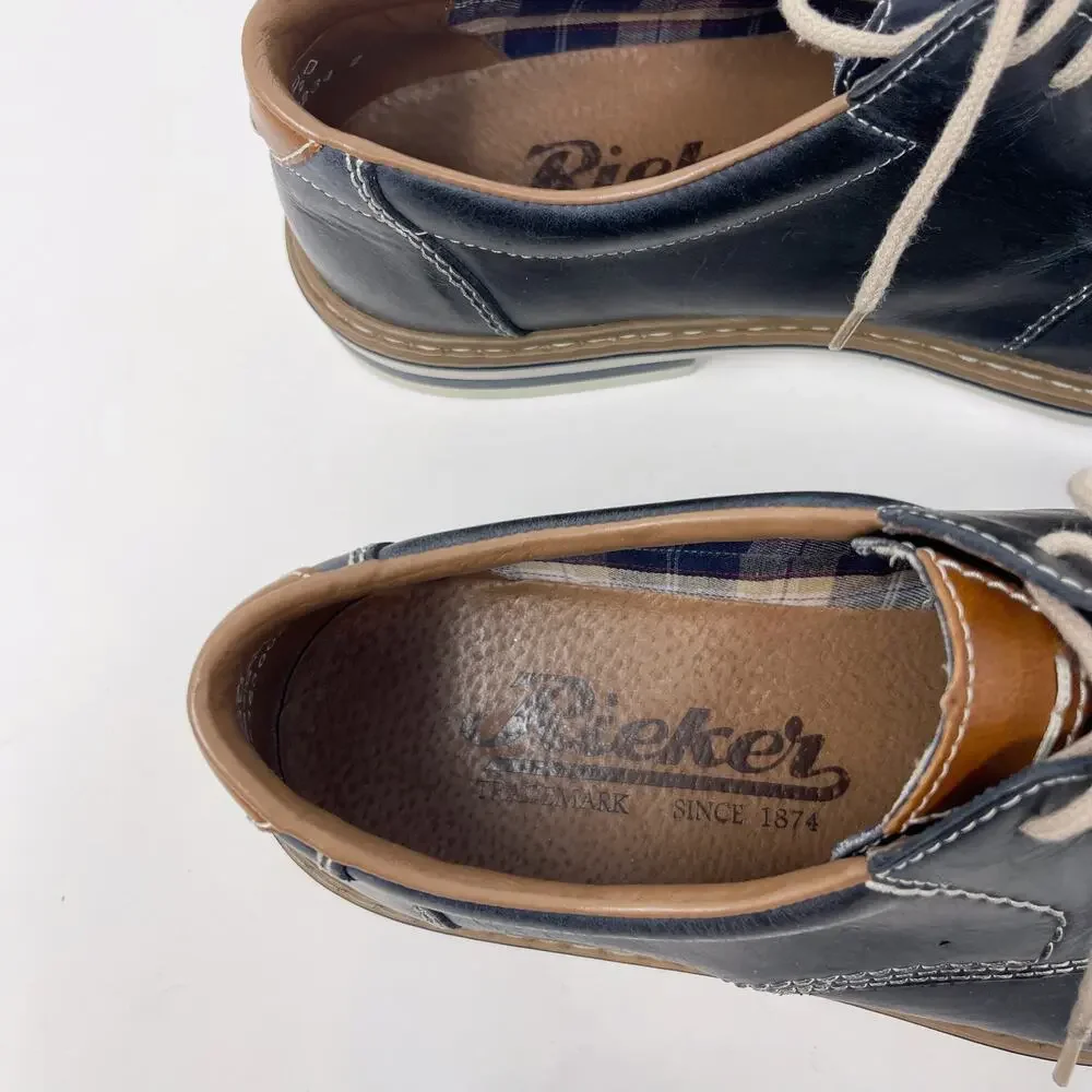Rieker Mens 43 / US 9.5-10 Blue Dustin Derby Oxford Shoes Dress Leather Lace Up
